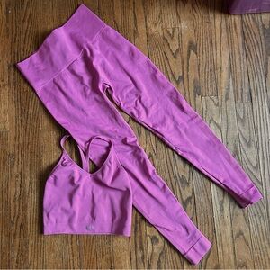 Set Active Hot Pink Workout Set Leggings + Sports Bra